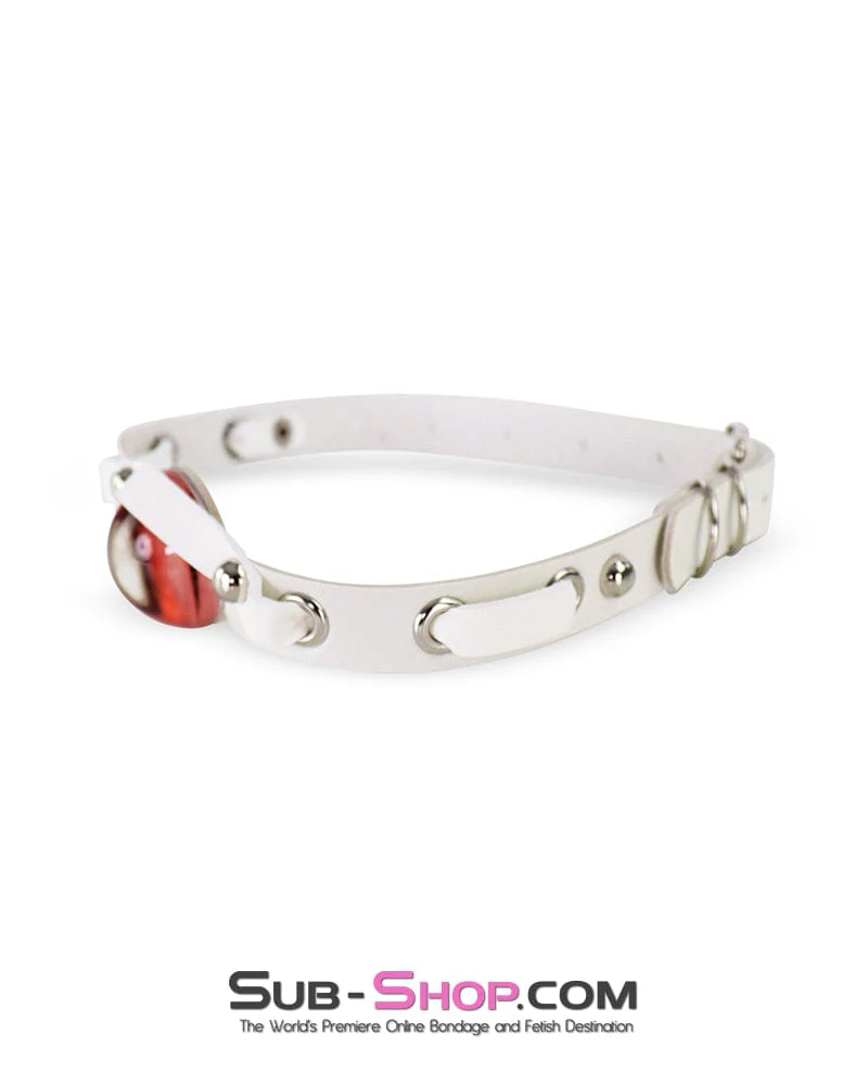 0161DL White Dragon Fantasy Collar with Pink Gem Eye - Image 2