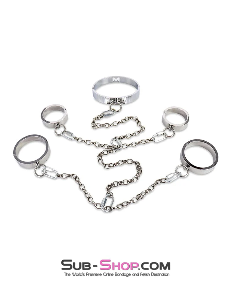 0173M Surrendered in Desire Chained Steel Collar, Wrist and Ankle Cuffs - Image 2