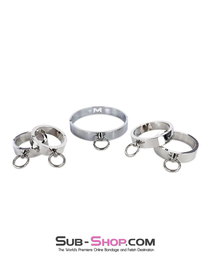 0173M Surrendered in Desire Chained Steel Collar, Wrist and Ankle Cuffs - Image 4