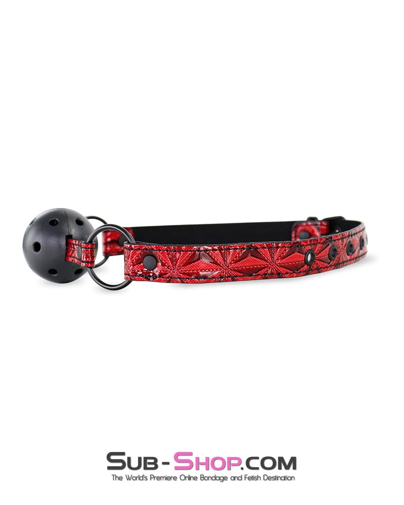 0175DL Beginner Breather Ball Gag with Red Diamond Strap - Image 3