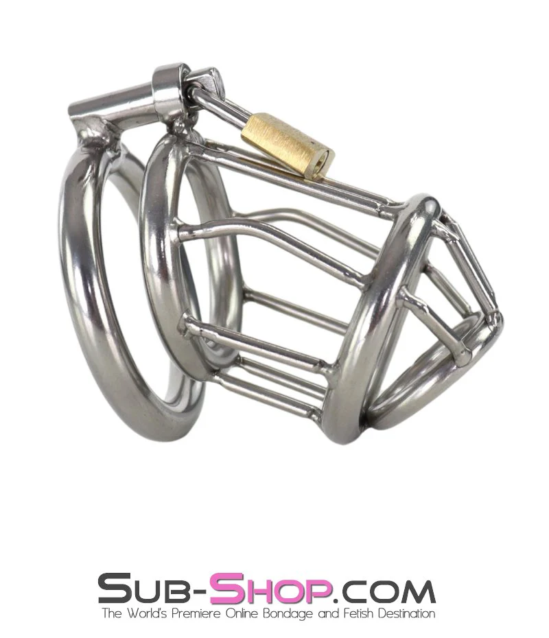 0261M Steel Prison Bar Locking Male Chastity Cage