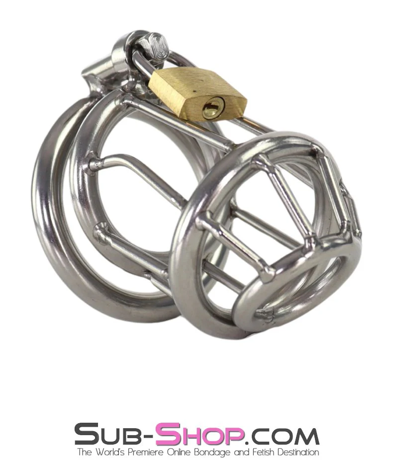 0261M Steel Prison Bar Locking Male Chastity Cage - Image 2