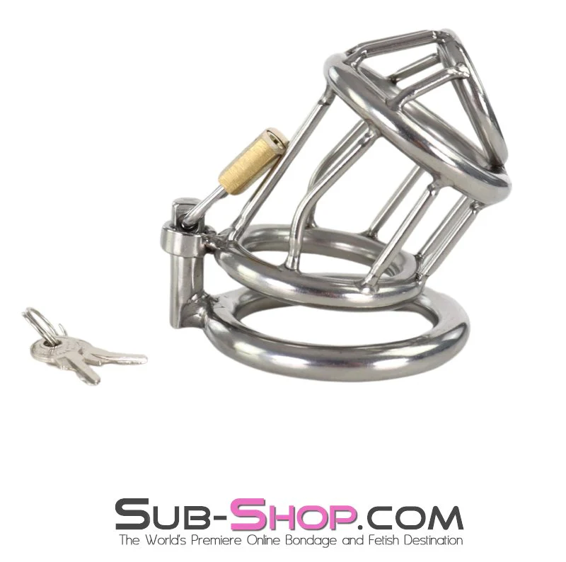 0261M Steel Prison Bar Locking Male Chastity Cage - Image 3