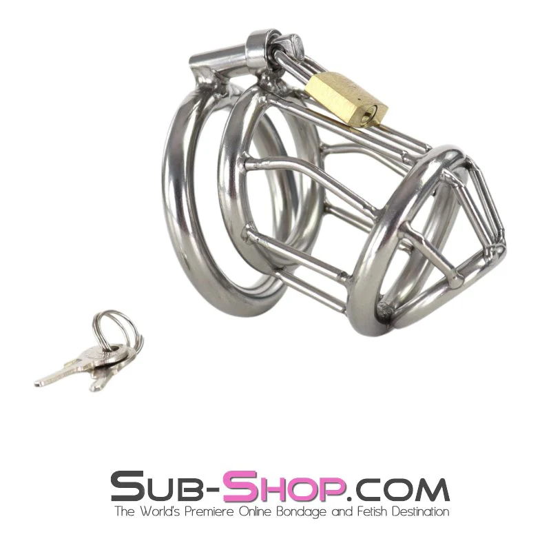 0261M Steel Prison Bar Locking Male Chastity Cage - Image 4