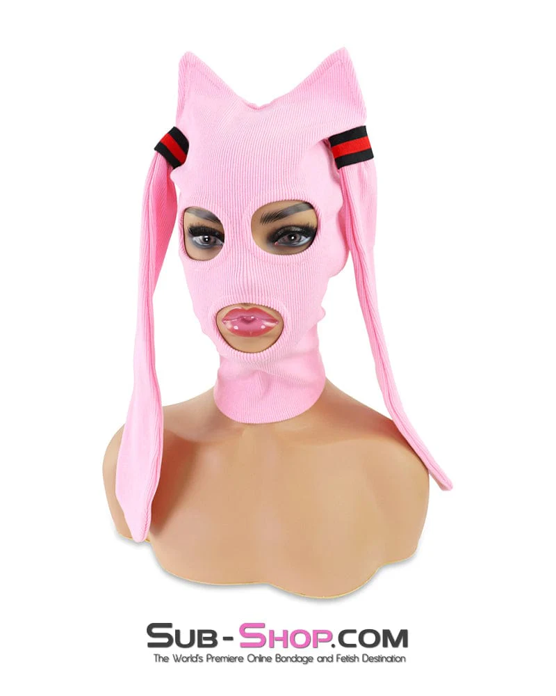 0330AE Pink Bunny Knit Hood with Long Bunny Ears - Image 3
