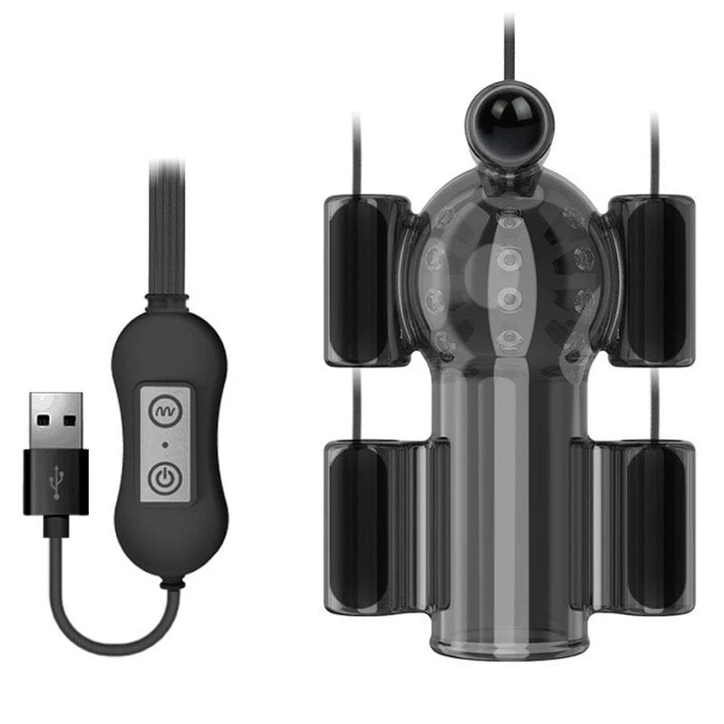 0341M 20 Function Penis Trainer Masturbator Sleeve with 5 USB Vibrating Bullets