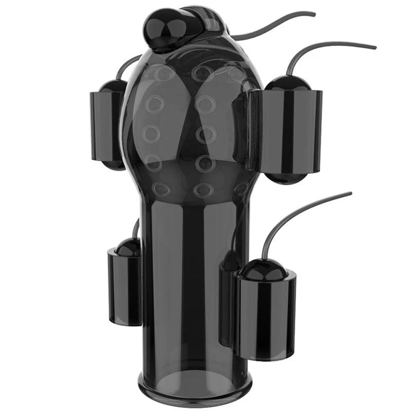 0341M 20 Function Penis Trainer Masturbator Sleeve with 5 USB Vibrating Bullets - Image 5
