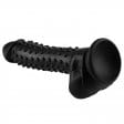0367M  8.3” Bumpy Nubs Black Silicone Dildo with Balls and Suction Cup Base - Image 2