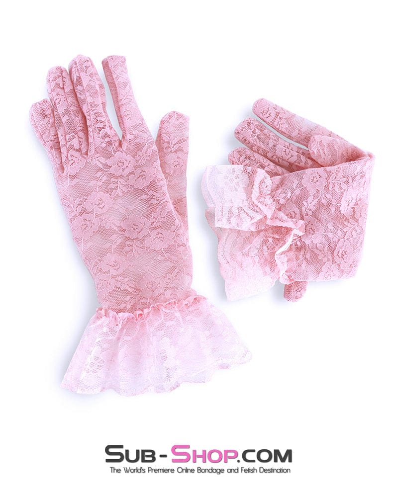 0370M Lace Fantasy Cosplay Gloves, Pink Lace - Image 4