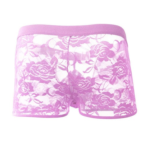 0373M Pink Lace Sissy Boxer Briefs with Chastity Pouch - Image 2