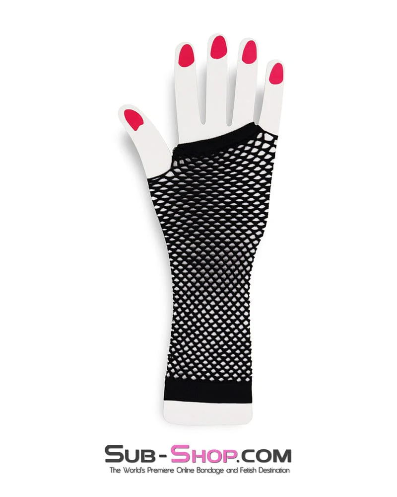 0388M Fishnet Fingerless Fantasy Cosplay Gloves, Black - Image 4