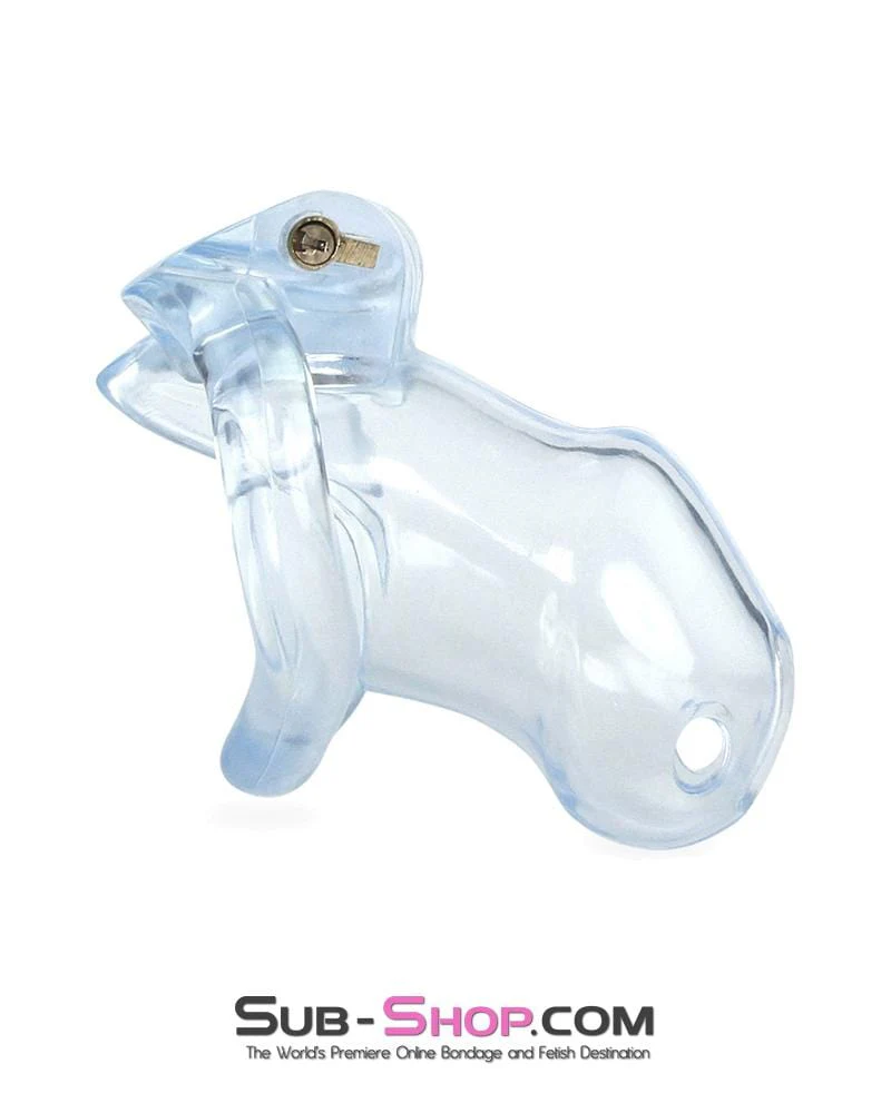 0398AE Short Exposed in Chastity High Security Keyed Tumbler Locking Male Chastity with 4 Base Cock Ring Sizes