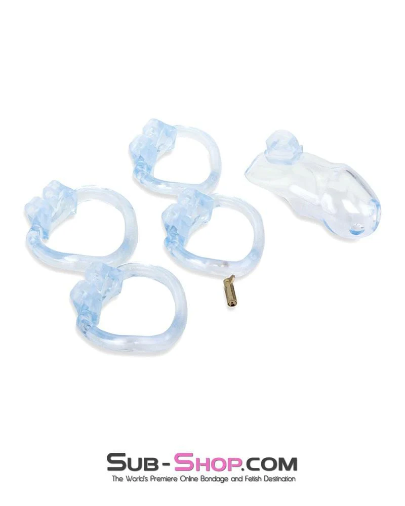 0398AE Short Exposed in Chastity High Security Keyed Tumbler Locking Male Chastity with 4 Base Cock Ring Sizes - Image 6