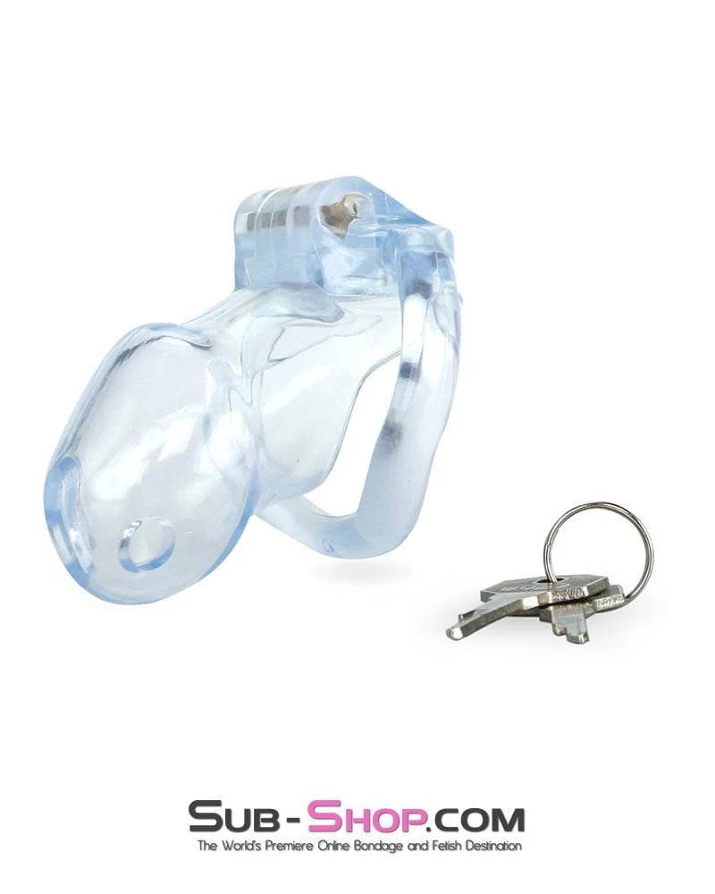 0398AE Short Exposed in Chastity High Security Keyed Tumbler Locking Male Chastity with 4 Base Cock Ring Sizes - Image 8