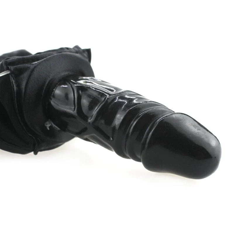 0436M Faux Leather Vibrating Dildo Panties - Image 4