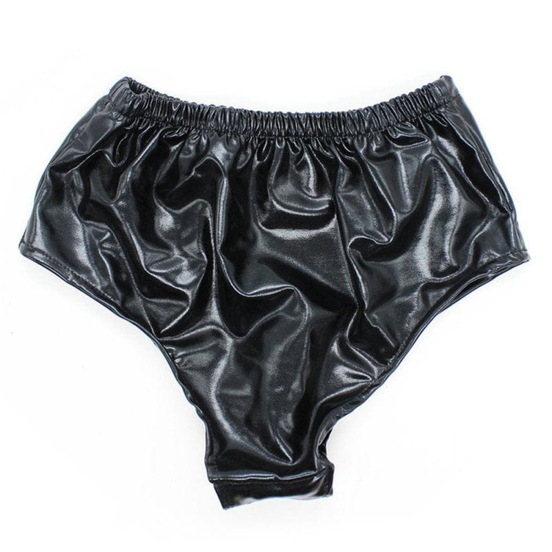 0436M Faux Leather Vibrating Dildo Panties - Image 7
