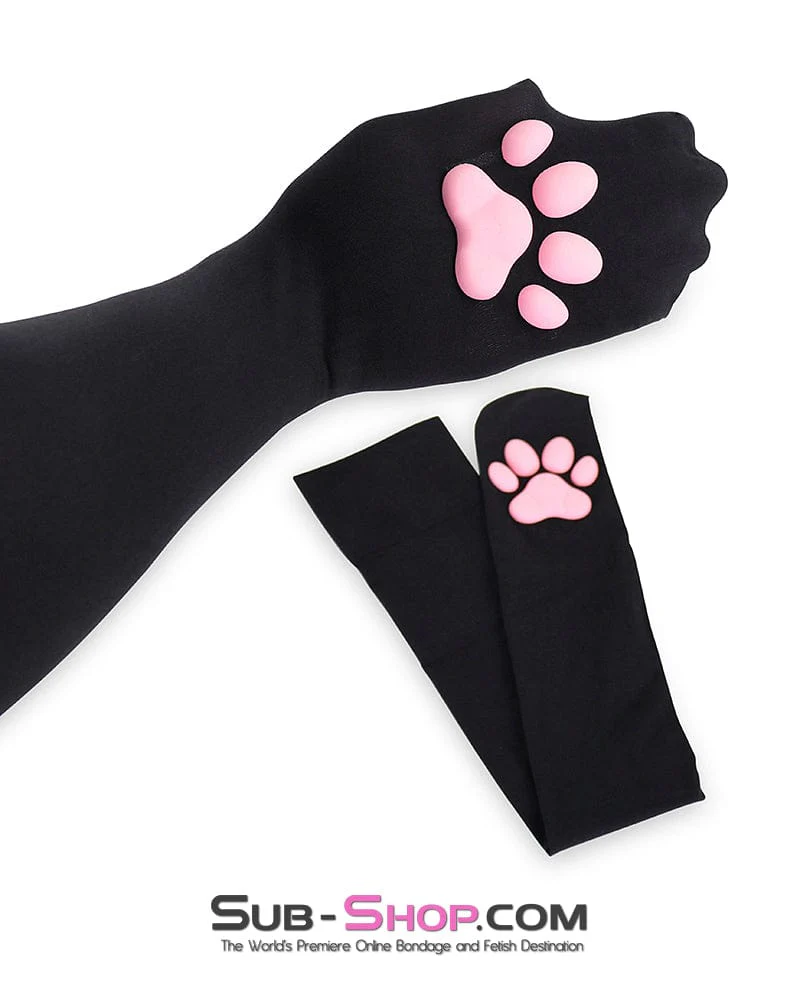 0466AE Kitty Cosplay Pet Play Stockings or Arm Covers with Kitten Paw Pads - Image 3