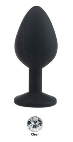 0497AE    Black Silicone Mini Anal Plug with Rhinestone Crystal Base  ðŸ”¥ FINAL CLEARANCE â€“ Last Chance!