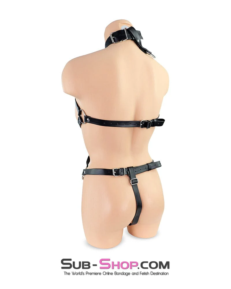 0506RS Supple Bondage Body Harness with Collar and Armbinder Straps - Image 10