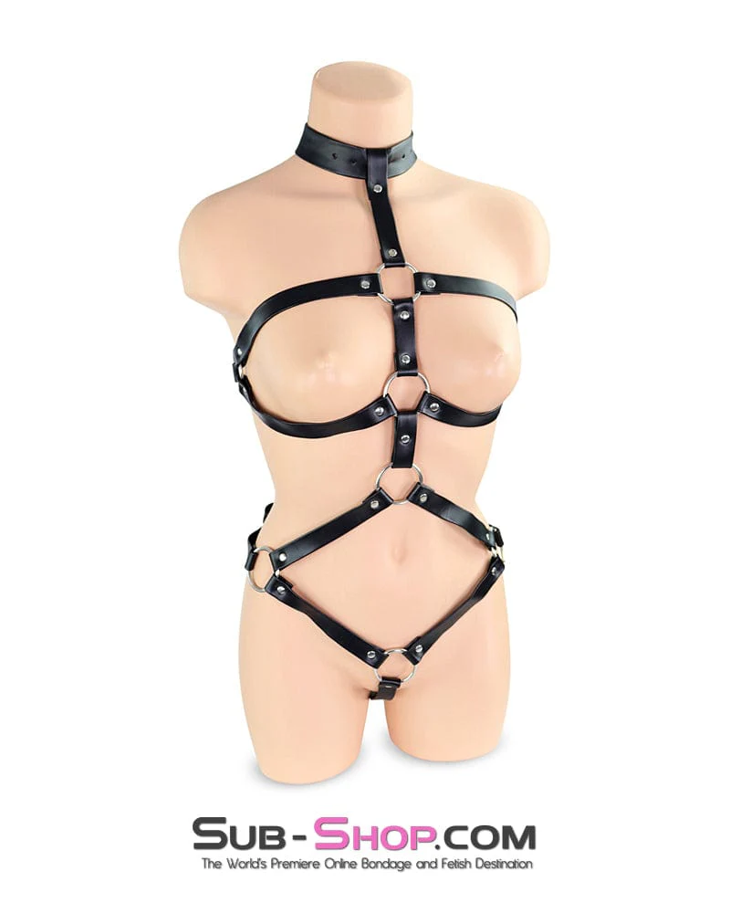 0506RS Supple Bondage Body Harness with Collar and Armbinder Straps - Image 8