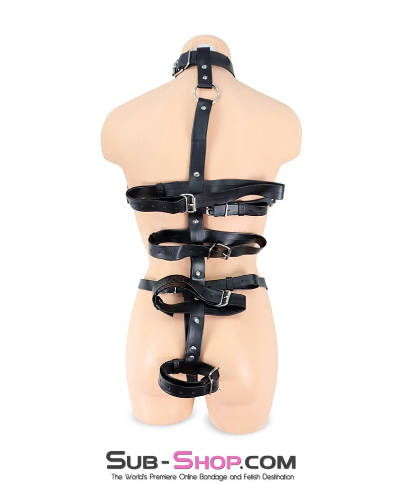 0506RS Supple Bondage Body Harness with Collar and Armbinder Straps - Image 9