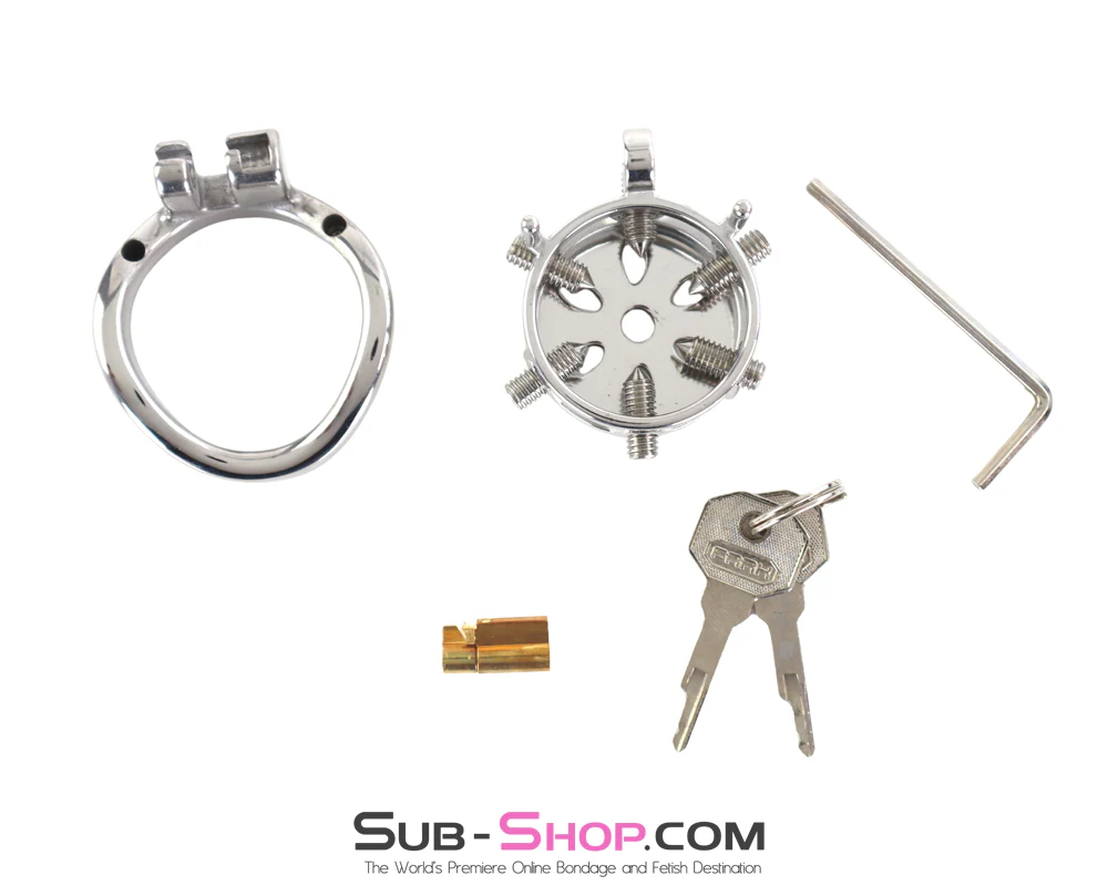 0507M Spiked Steel Chastity Cage - Locking Male Chastity Device with 6 Adjustable CBT Spikes 🔥 FINAL CLEARANCE – Last Chance! - Image 4