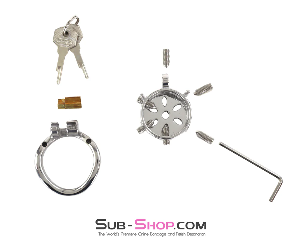 0507M Spiked Steel Chastity Cage - Locking Male Chastity Device with 6 Adjustable CBT Spikes 🔥 FINAL CLEARANCE – Last Chance! - Image 5