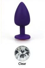 0523AE  Soft Silicone Butt Plug, Medium Purple Plug, Rhinestone Crystal  ðŸ”¥ FINAL CLEARANCE â€“ Last Chance!