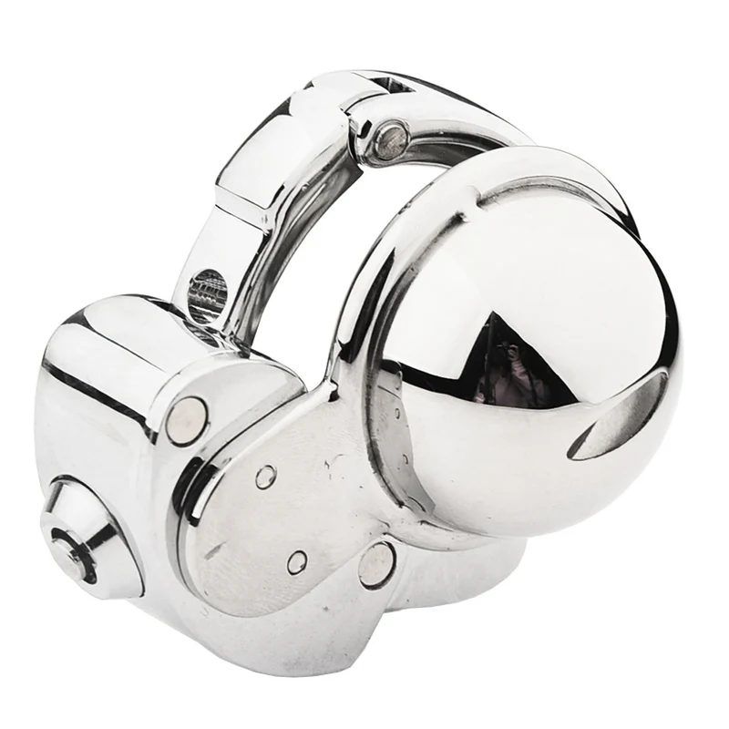 0531M Lockdown Domed Steel Chastity Cage - Secure Cock Enclosure with Hinged Ring & Tubular Key - Image 2