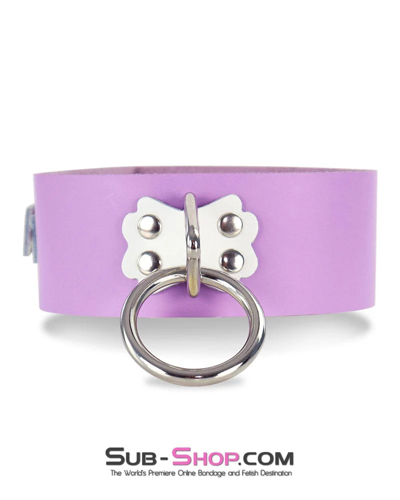 0566A One Upon a Slave Purple Leather Bondage Collar