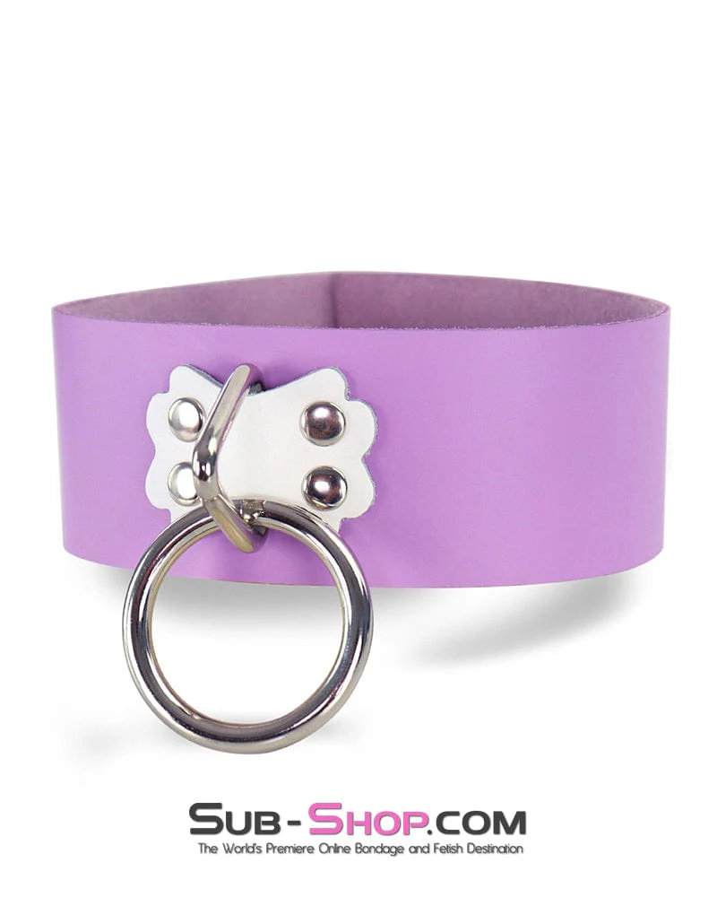 0566A One Upon a Slave Purple Leather Bondage Collar - Image 2