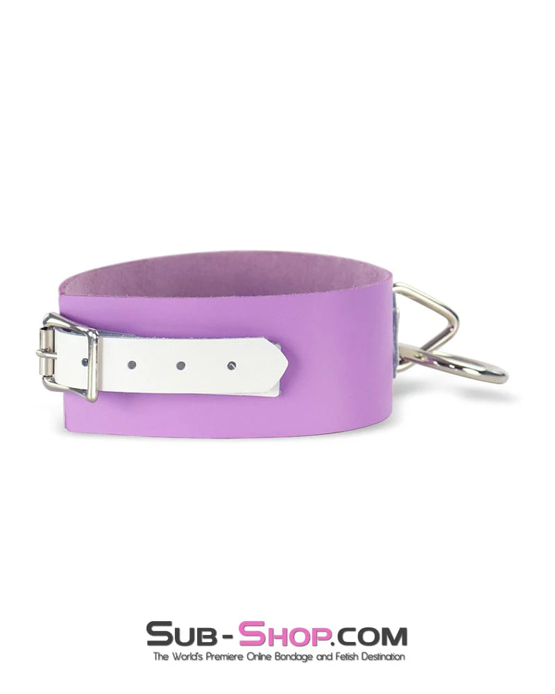 0566A One Upon a Slave Purple Leather Bondage Collar - Image 3