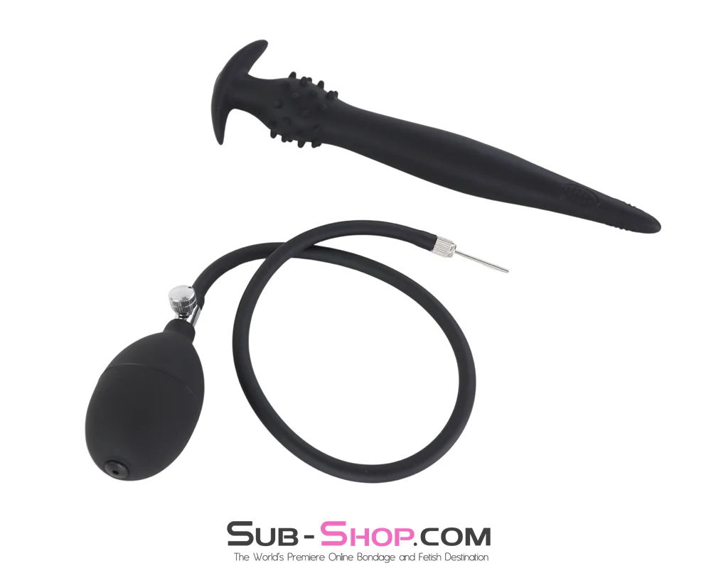 0580AE Long Inflatable Anal Plug - Latex Anal Expander with Bulb Pump