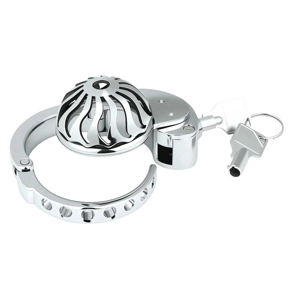 0610M  Stainless Steel Cock Cuff Chastity Cage with High Security Tubular Lock and Keys