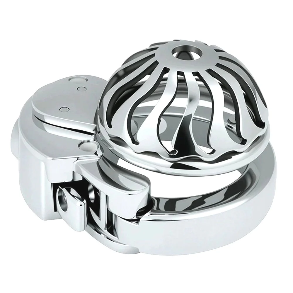 0610M  Stainless Steel Cock Cuff Chastity Cage with High Security Tubular Lock and Keys - Image 3