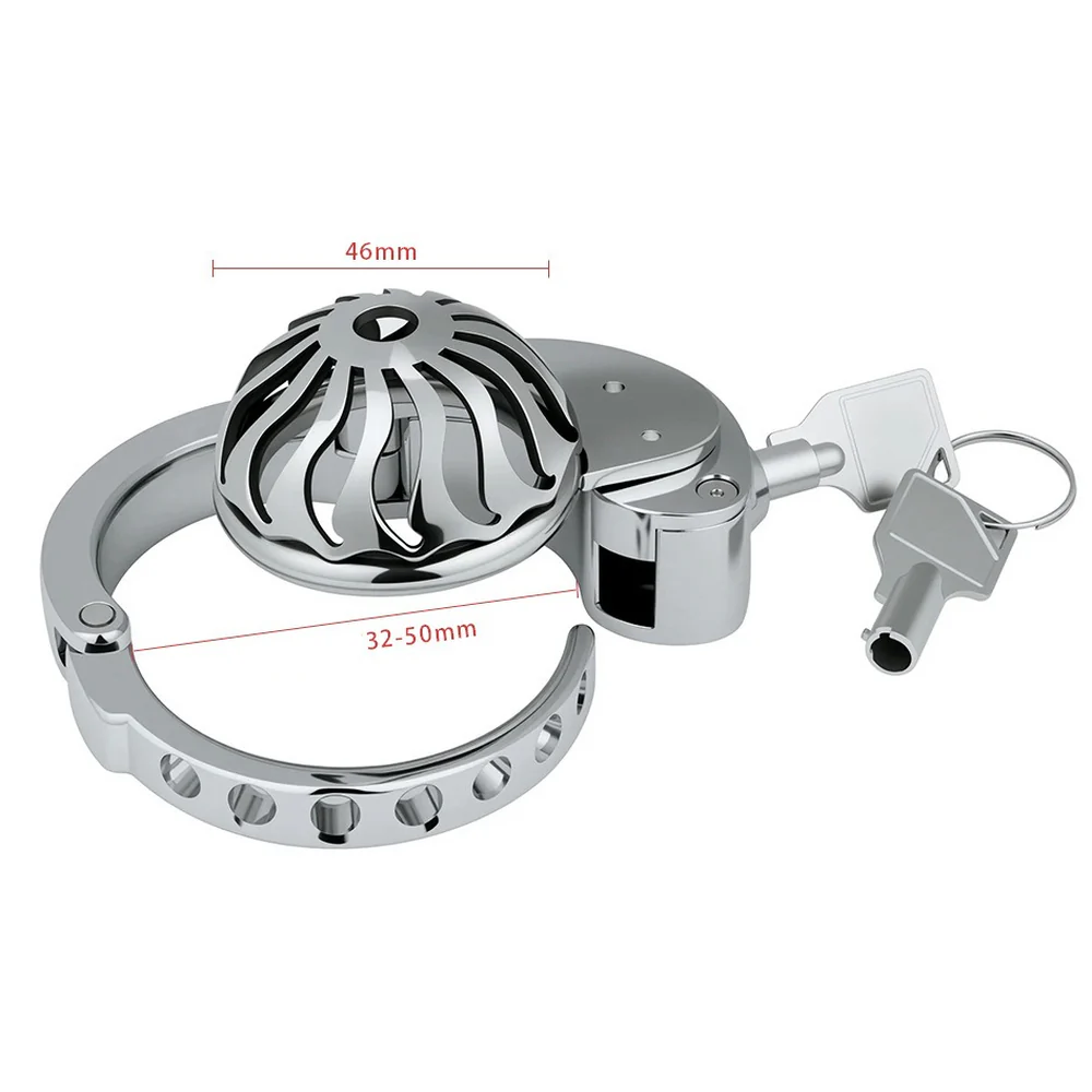 0610M  Stainless Steel Cock Cuff Chastity Cage with High Security Tubular Lock and Keys - Image 5