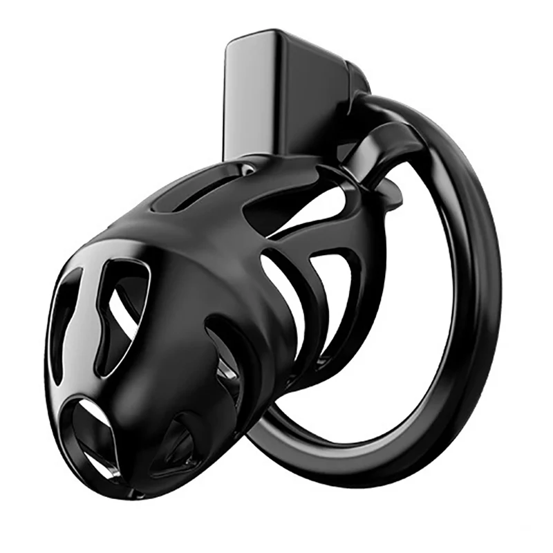 0613M  Secure Fit Black Cock Cage - ABS Chastity Device with Concealed Lock