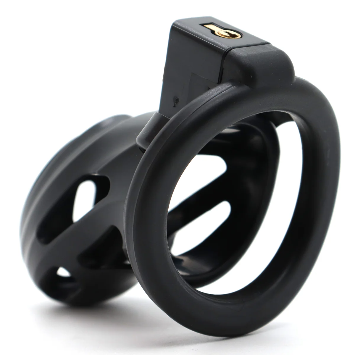 0618M Black Chastity Cock Cage with Hidden Lock - Lightweight ABS Male Chastity Device - Image 2