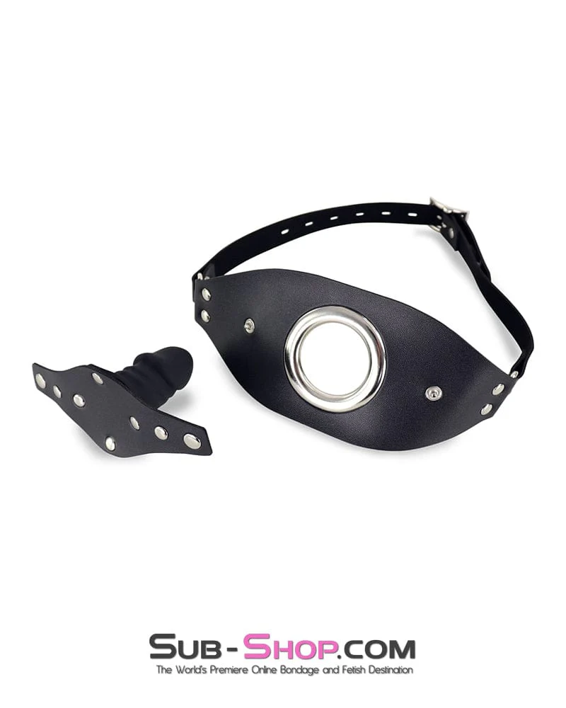 0678DL  Open Ring Panel Penis Gag with Removable Silicone Dildo Gag