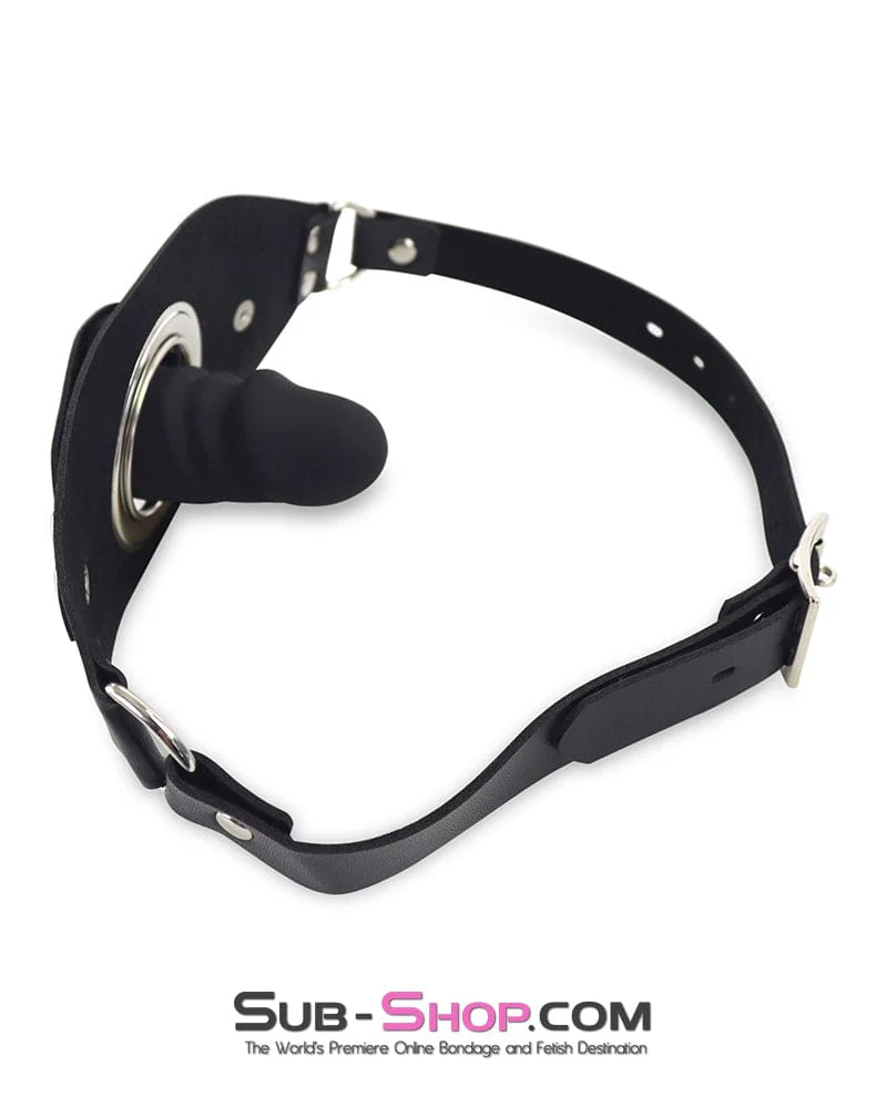 0678DL  Open Ring Panel Penis Gag with Removable Silicone Dildo Gag - Image 4