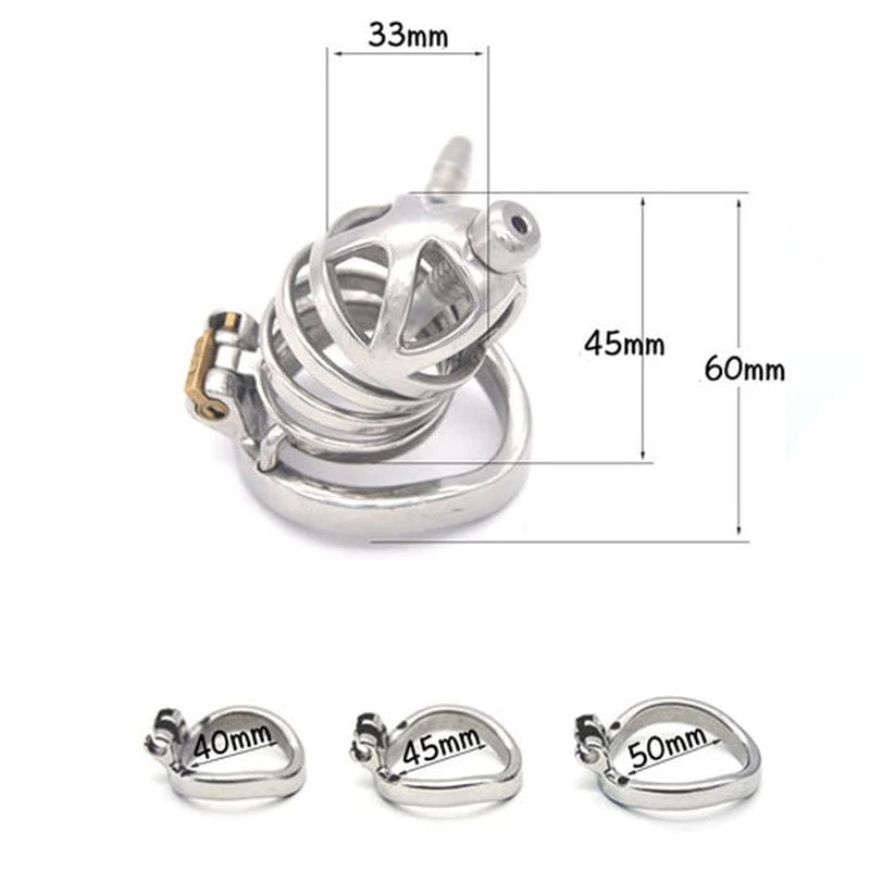 0687M Steel Cage Locking Chastity with Cum Thru Urethral Probe - Image 6