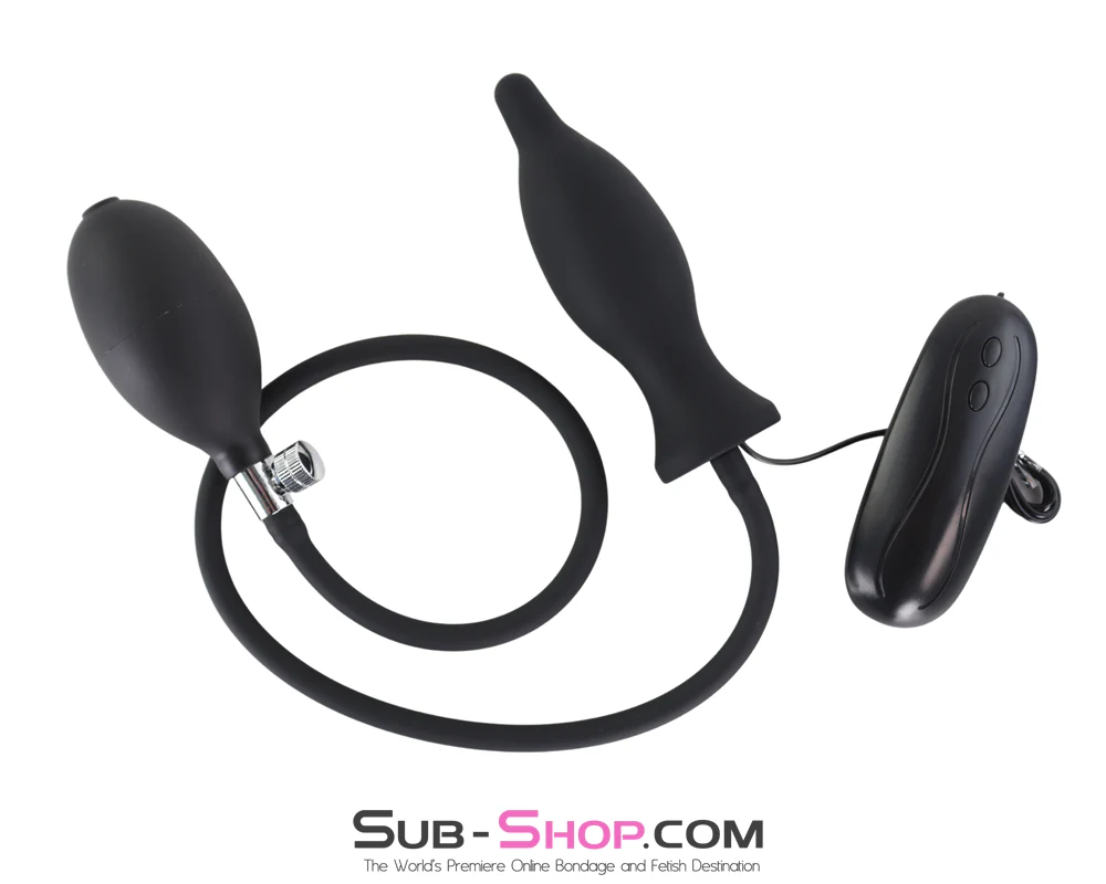 0695AE Inflatable Vibrating Butt Plug with Bulb Pump - Expandable Latex Anal Plug