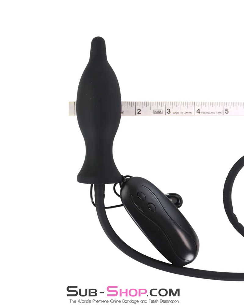 0695AE Inflatable Vibrating Butt Plug with Bulb Pump - Expandable Latex Anal Plug - Image 3