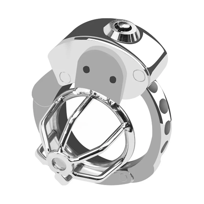 0737M Steel High Security Chastity Cage with Cuff Base and Tubular Key Lock - Image 2