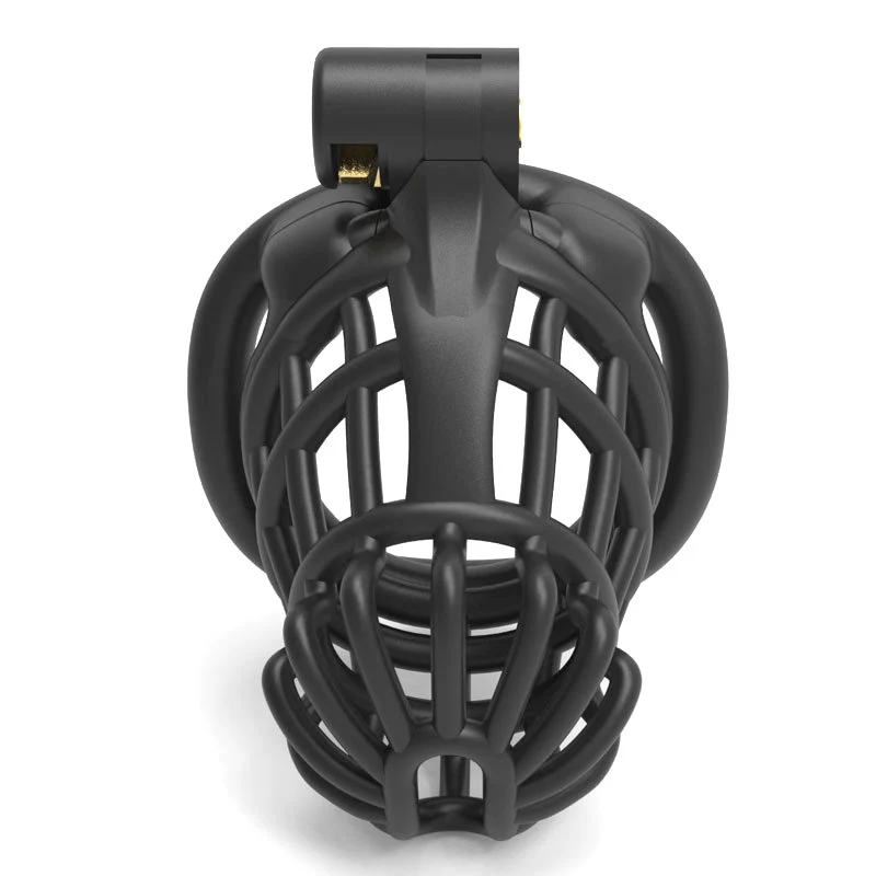 0808M  Secure Lightweight Breathable Black Chastity Cage + 4 Base Ring Sizes - Image 2