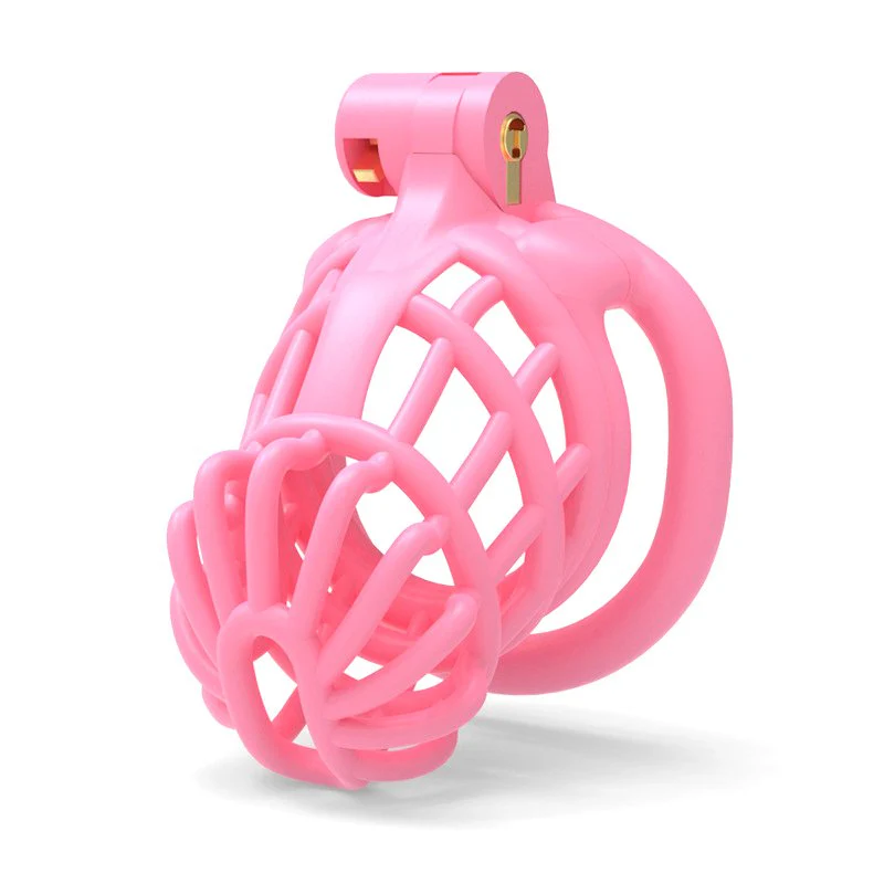 0815M  Feminizing Pink Chastity Cage - Lightweight, Breathable + 4 Base Ring Sizes