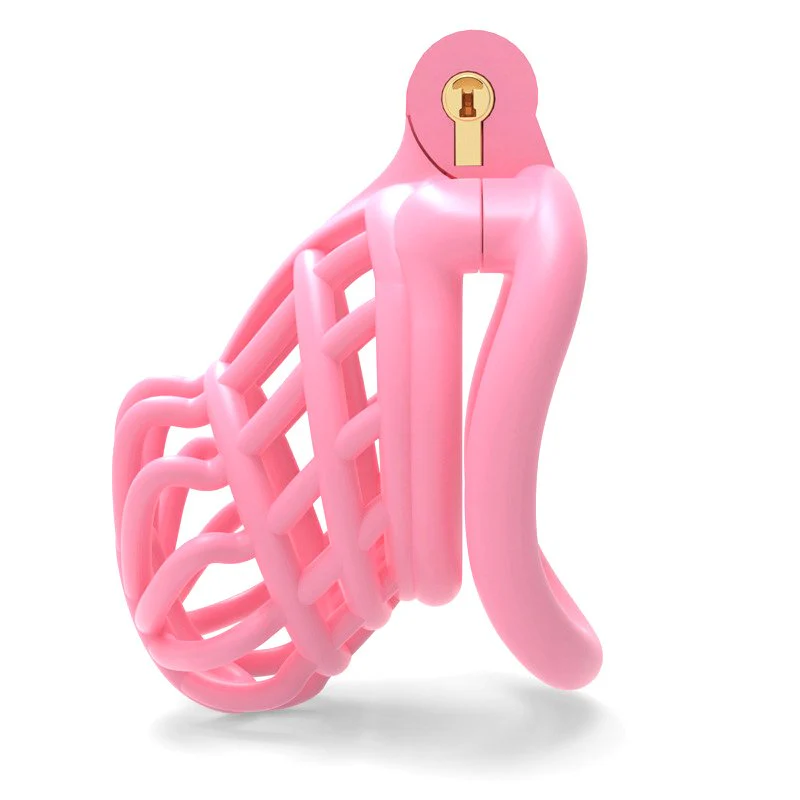 0815M  Feminizing Pink Chastity Cage - Lightweight, Breathable + 4 Base Ring Sizes - Image 2