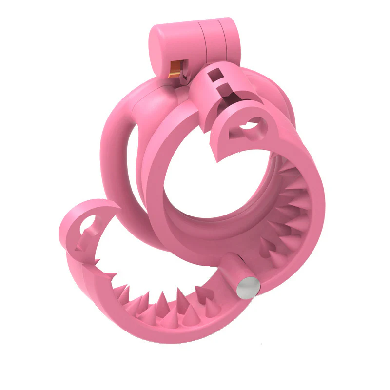 0816M Spiked Sissy Pink Chastity Cage with Removable Hinged Tip & Double Locking Design