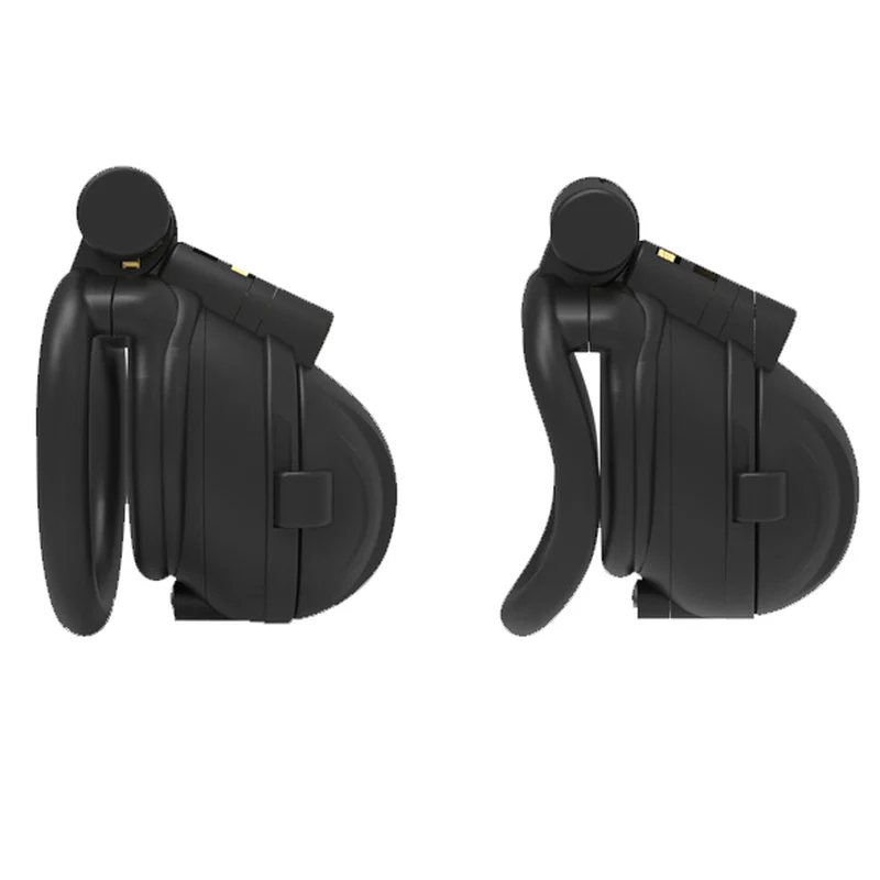 0817M  Spiked Black Chastity Cage with Removable Hinged Tip & Double Locking Design - Image 3