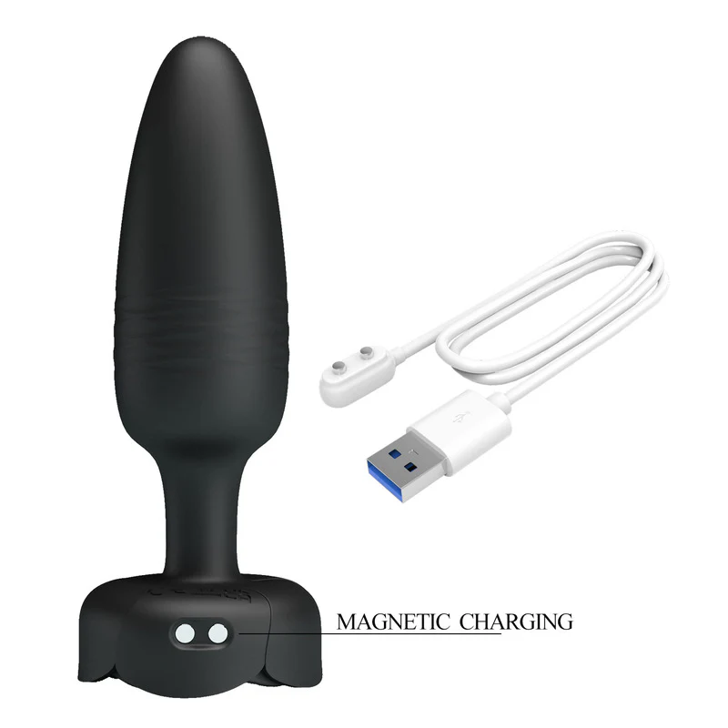0822M  Thrusting Anal Vibrator - Rechargeable Color-Glow Rose Base Plug - Image 5